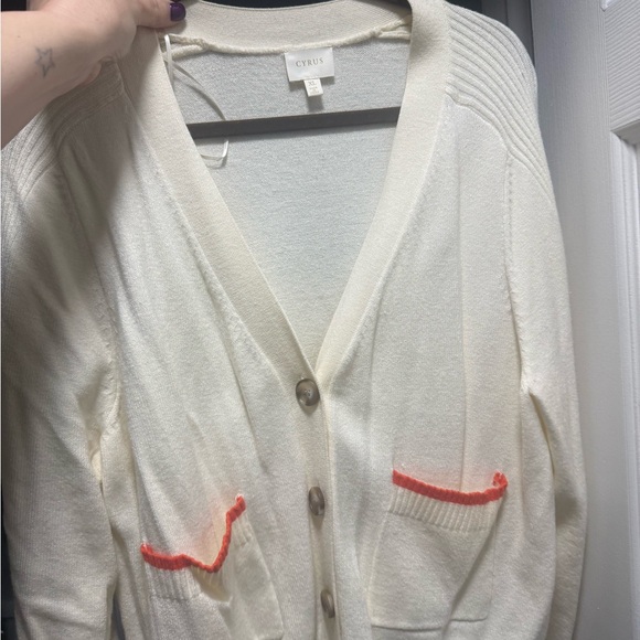 Cream Cardigan with Orange Accents - Picture 8 of 8